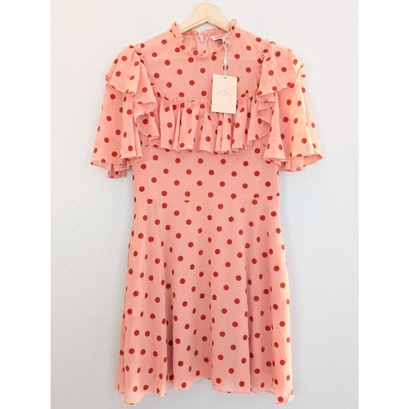 NWT Pearl by Lela Rose Rose Multi Polka Dot Dotted Ruffle Dress Size 8 $475 - Picture 2 of 8